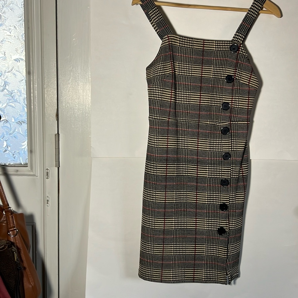 Angie Plaid Mini Dress in Black, Cream, Red